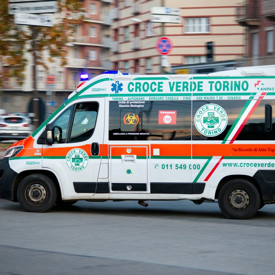 An Italian ambulance on a city street