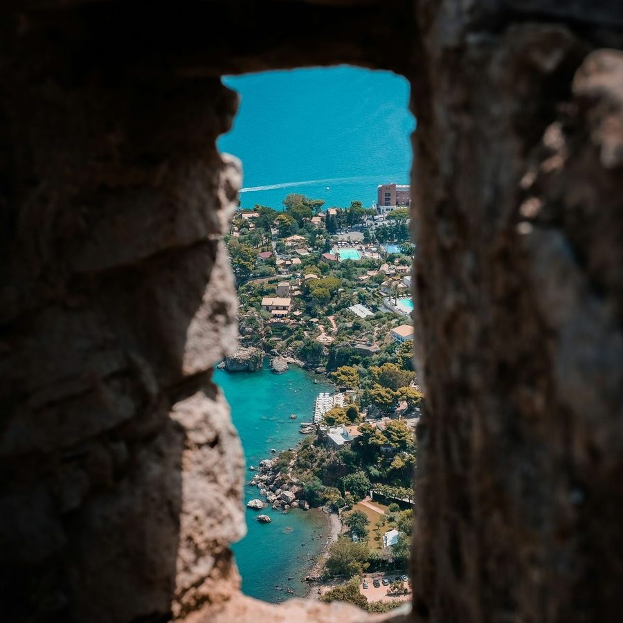 A hidden cove with clear water in southern Italy